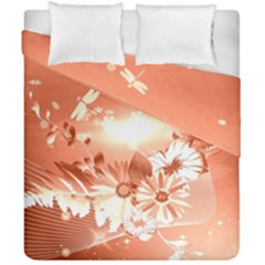 Amazing Flowers With Dragonflies Duvet Cover (double Size)