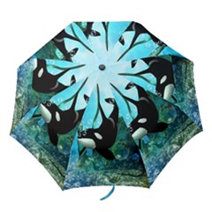 Orca Swimming In A Fantasy World Folding Umbrellas