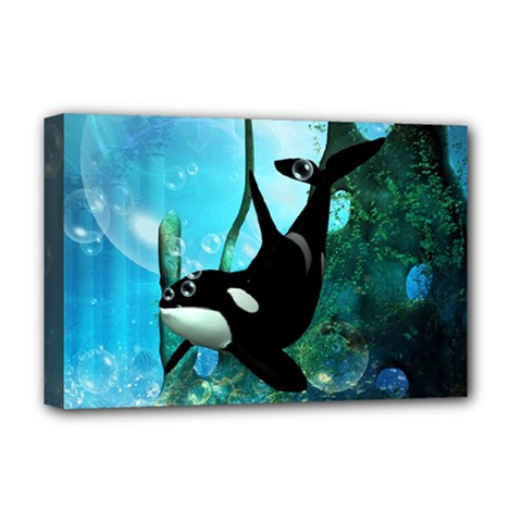 Orca Swimming In A Fantasy World Deluxe Canvas 18  X 12  