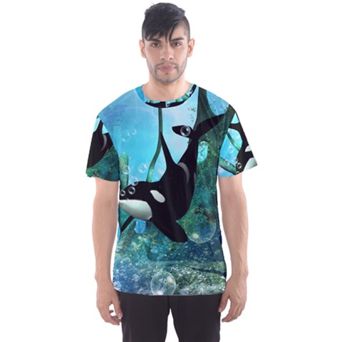 Orca Swimming In A Fantasy World Men s Sport Mesh Tees by FantasyWorld7