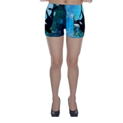 Orca Swimming In A Fantasy World Skinny Shorts