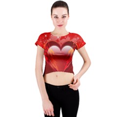 Heart Crew Neck Crop Top