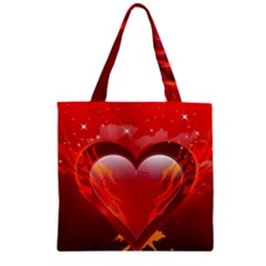 Heart Zipper Grocery Tote Bags