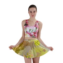 Beautiful Yellow Flowers With Dragonflies Mini Skirts