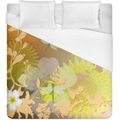 Beautiful Yellow Flowers With Dragonflies Duvet Cover Single Side (kingsize) by FantasyWorld7