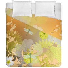 Beautiful Yellow Flowers With Dragonflies Duvet Cover (double Size)