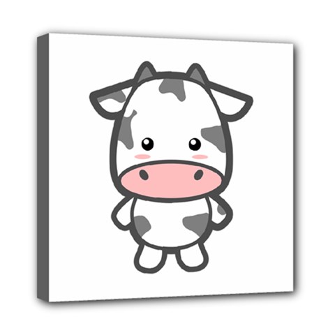 Kawaii Cow Mini Canvas 8  X 8 