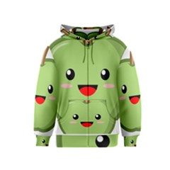 Kawaii Green Apple Kids Zipper Hoodies by KawaiiKawaii