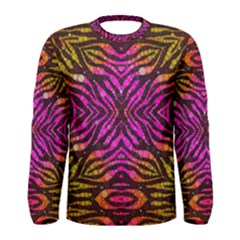 Florescent Pink Zebra Pattern  Men s Long Sleeve T-shirts by OCDesignss