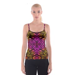 Florescent Pink Zebra Pattern  Spaghetti Strap Tops