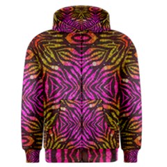 Florescent Pink Zebra Pattern  Men s Zipper Hoodies by OCDesignss