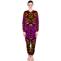 Florescent Pink Zebra Pattern  Onepiece Jumpsuit (ladies)  by OCDesignss