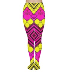 Florescent Pink Yellow Abstract  Women s Tights