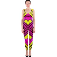 Florescent Pink Yellow Abstract  Onepiece Catsuits