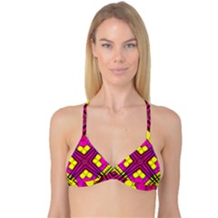 Florescent Pink Yellow Abstract  Reversible Tri Bikini Tops