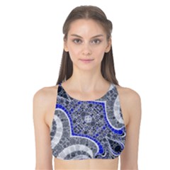 Bright Blue Abstract  Tank Bikini Top