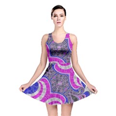 Pink Black Blue Abstract  Reversible Skater Dresses