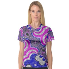 Pink Black Blue Abstract  Women s V-neck Sport Mesh Tee