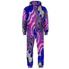 Pink Black Blue Abstract  Hooded Jumpsuit (men) 