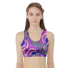 Pink Black Blue Abstract  Women s Sports Bra With Border