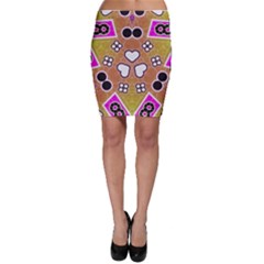 Pink Black Yellow Abstract  Bodycon Skirts