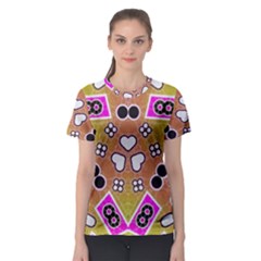 Pink Black Yellow Abstract  Women s Sport Mesh Tees