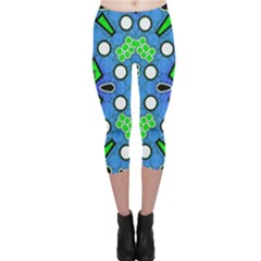 Florescent Blue Green Abstract  Capri Leggings