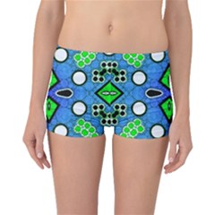 Florescent Blue Green Abstract  Boyleg Bikini Bottoms by OCDesignss