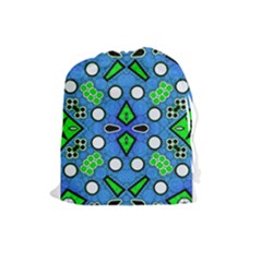 Florescent Blue Green Abstract  Drawstring Pouches (large) 