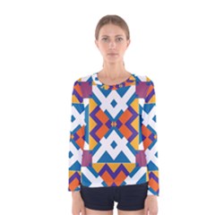 Shapes In Rectangles Pattern Women Long Sleeve T-shirt