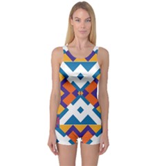 Shapes In Rectangles Pattern Women s Boyleg One Piece Swimsuit