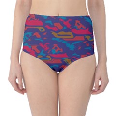 Chaos In Retro Colors High-waist Bikini Bottoms