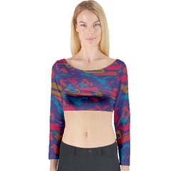 Chaos In Retro Colors Long Sleeve Crop Top