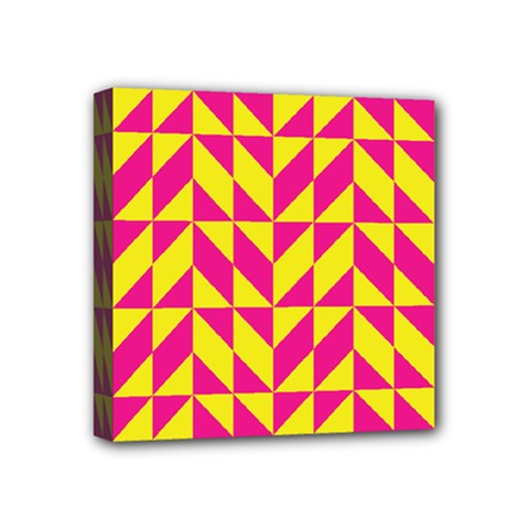 Pink And Yellow Shapes Pattern Mini Canvas 4  X 4  (stretched)