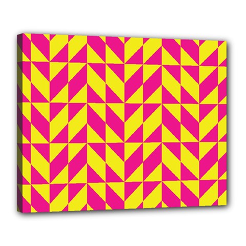 Pink And Yellow Shapes Pattern Canvas 20  X 16  (stretched)