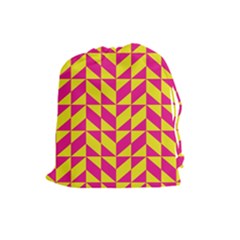 Pink And Yellow Shapes Pattern Drawstring Pouch