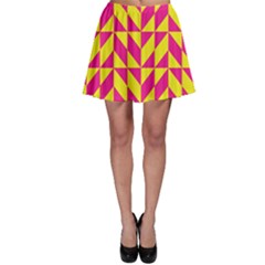 Pink And Yellow Shapes Pattern Skater Skirt