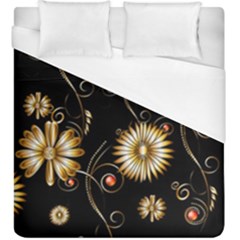 Golden Flowers On Black Background Duvet Cover Single Side (kingsize)