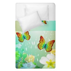 Flowers With Wonderful Butterflies Duvet Cover (single Size)