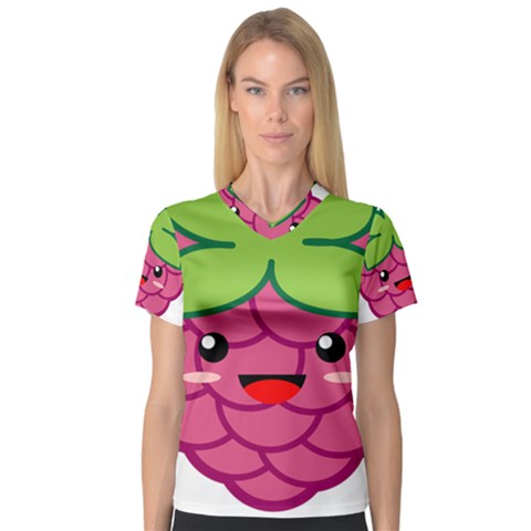 Raspberry Women s V-neck Sport Mesh Tee by KawaiiKawaii