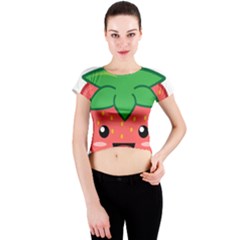 Kawaii Strawberry Crew Neck Crop Top