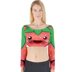 Kawaii Strawberry Long Sleeve Crop Top