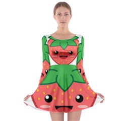 Kawaii Strawberry Long Sleeve Skater Dress