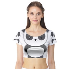 Kawaii Panda Short Sleeve Crop Top