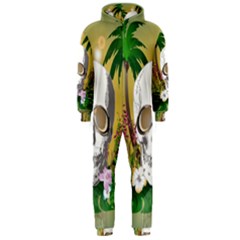 Funny Skull With Sunglasses And Palm Hooded Jumpsuit (men)  by FantasyWorld7