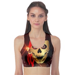 Funny, Happy Skull Sports Bra