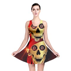 Funny, Happy Skull Reversible Skater Dresses