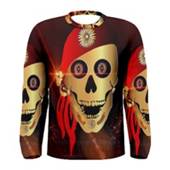 Funny, Happy Skull Men s Long Sleeve T-shirts