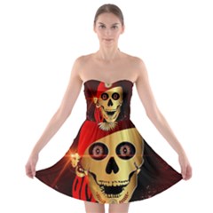 Funny, Happy Skull Strapless Bra Top Dress