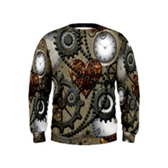 Steampunk With Clocks And Gears And Heart Boys  Sweatshirts